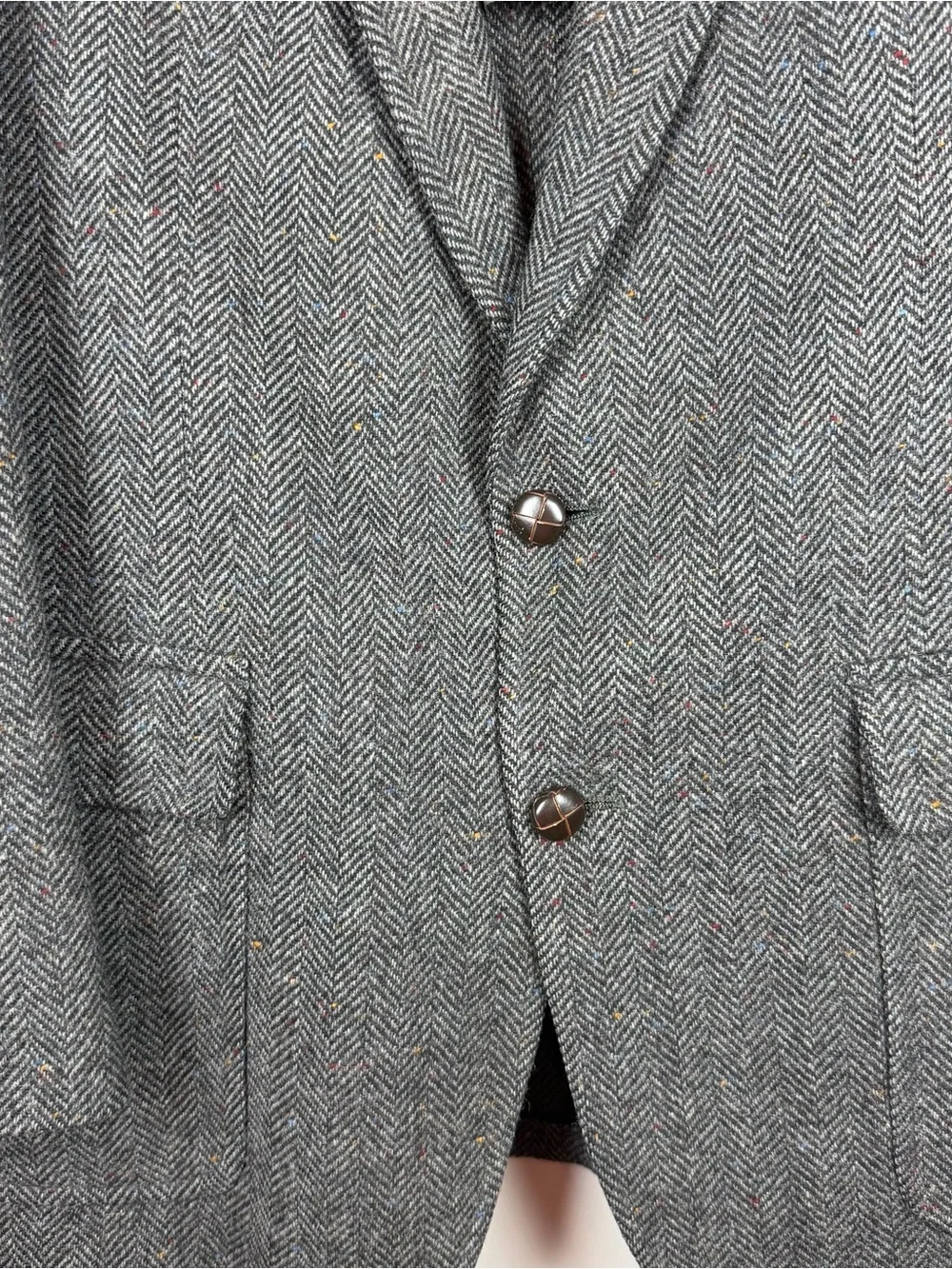VTG Palm Beach Herringbone Wool Tweed Sport Coat 42L Elbow Patches Academia